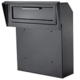 Rainproof Through-The-Door Key Drop Box, Galvanized Steel Heavy Duty Mailbox Safe Deposit Box, Locke