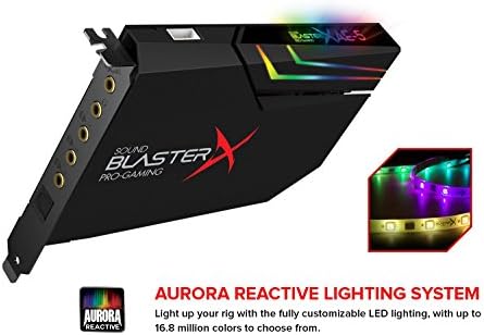 Sound BlasterX AE-5 Hi-Resolution PCIe Gaming Soundcard, DAC/Headphone amp (up to 600 OHM) with RGB-LED lighting strip for Computer / Gaming PC