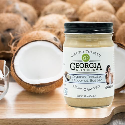 Image of Georgia Grinders Organic - Toasted Coconut Butter 12oz - Creamy Gourmet Spread from Pure Coconut, USDA Organic, No Sugar Added, Gluten-Free, Non-GMO, Keto & Paleo Friendly, Vegan, Dairy-Free