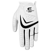 SAWANS Golfhandschuh für Herren, für die Linke und rechte Hand, Rutschfester Ledergriff, Golfhandschuhe für jedes Wetter, weich, langlebig (Weiß, M/L, Linke Hand (für Rechtshänder-Golfer))
