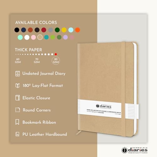 Image of Jhingalala Diaries - Hardbound Leather Cover Pocket Size Corporate Executive Diary Notebook I Pocket Diary For Men and Women I A6 Size I 80gsm Paper I 192 Ruled Pages (Golden)