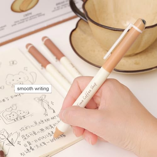 4 bolígrafos de gel con aroma a café y diseño de pan miniatura 3