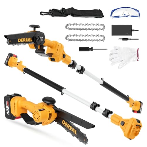 2-in-1 Cordless Pole Saw, Brushless Mini Chainsaw with Pole, 20V 4.0Ah Battery Powered Pole Saws for Tree Trimming, 8' Cutting Power Small Pole Saw, 18ft Reach Electric Saw for Trees With Pole