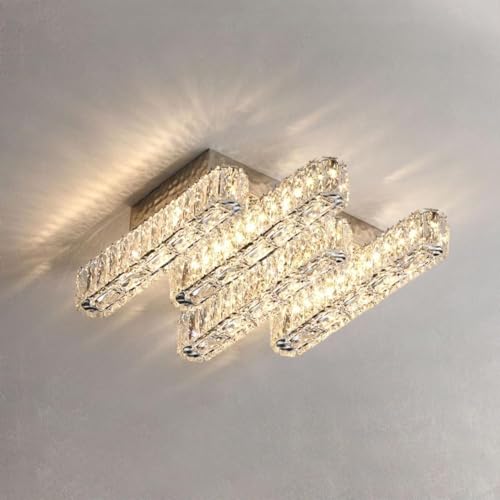 Modern Crystal Ceiling Light,4-Lights Bedroom Ceiling Light Close to Ceiling