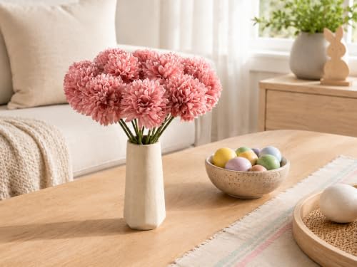 Image of Mandy's 12pcs Artificial Dusty Pink Ball Chrysanthemum Flowers