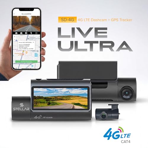 Image of STELLAR DRIVE SD-4G Live Ultra 4K Dash Cam for Car | Dual Camera Front & Rear with 4G LTE, GPS Tracking & Live Monitoring, WiFi App Control, Night Vision