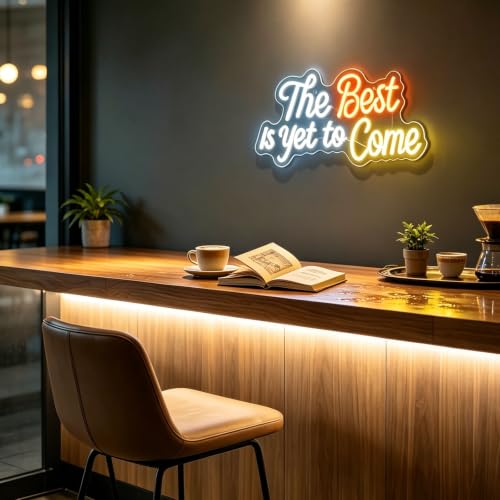 Image of The Best is Yet to Come Neon Sign, Letter Neon Signs for Wall Decor Dimmable Light up Sign, Classroom Wedding Party Bar Bedroom Home Neon Decor 16.53 x 10.23 inch