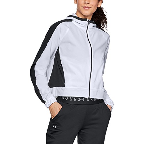 Under Armour Womens Storm Woven Full Zip Jacket, White/Black, XX-Large