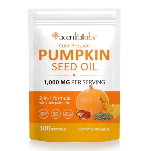 Pumpkin Seed Oil Capsules | 2-in-1 Hair Growth Supplement with Cold-Pressed Pumpkin Seed Extract – Supports Healthy Hair and Skin | Non-GMO, Gluten-Free, 300-Count