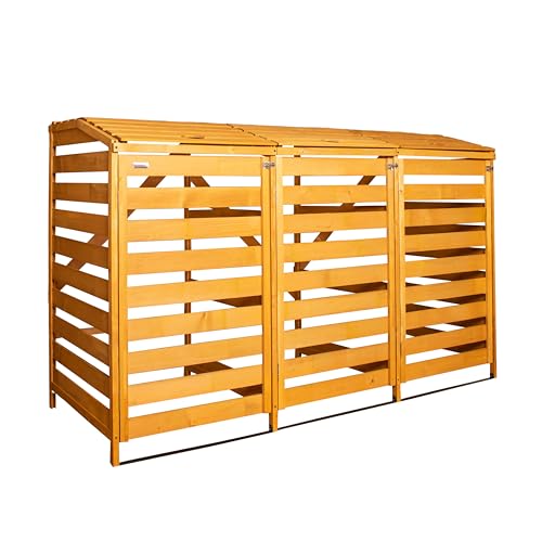 Samuel ALEXANDER 1.99m x 1.22m Large Wooden Outdoor Garden Triple Wheelie Bin Store Storage for 3 Bins