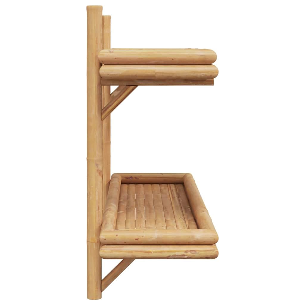 Estantería de pared (bambú, 75 x 26 x 60 cm, 2 niveles de almacenamiento para libros, decoración, baño, cocina y sala de estar