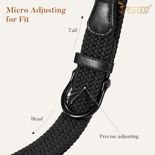 JASGOOD Women Elastic Braided Woven Belt Stretch Canvas Casual Belt 1.4'' for Golf Jeans Pants3
