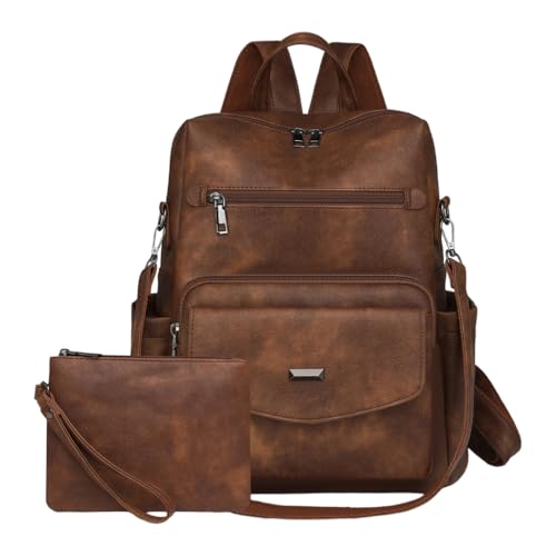 Sac à dos femme marron rouge 35,6 cm : fini le désordre grâce à l'organiseur intégré
