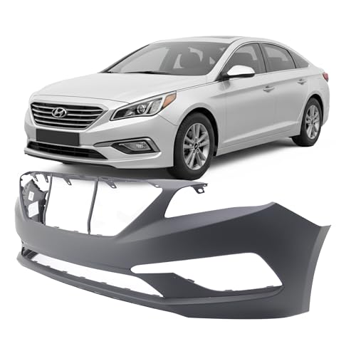 Image of FitParts Compatible with Hyundai Sonata 2015-2017 Front Bumper Cover | Primed, With Fog Light Holes, Without Parking Sensor Holes, Ready to Paint, OEM 86511C2000, HY1000205