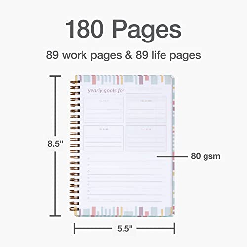 Oxford Planejador de tarefas; planejador diário sem data para escola/trabalho e vida; caderno espira