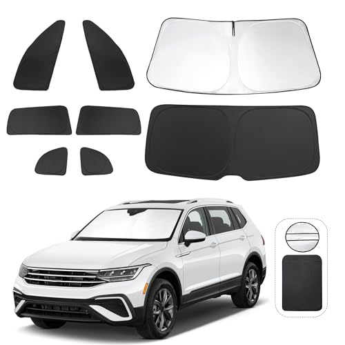 TINGLU 8PCS Window Shades for Volkswagen VW Tiguan 2018-2023 Accessories Car Side Full Windows Rear Triangular Windshield Sun Shade Sun UV Rays & Privacy Protection for Camping,Napping,and Relaxing