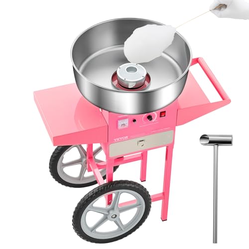 VEVOR Macchina Elettrica per Zucchero Filato con Carrello, Macchina per Zucchero Filato 1000 W con Ciotola in Acciaio...