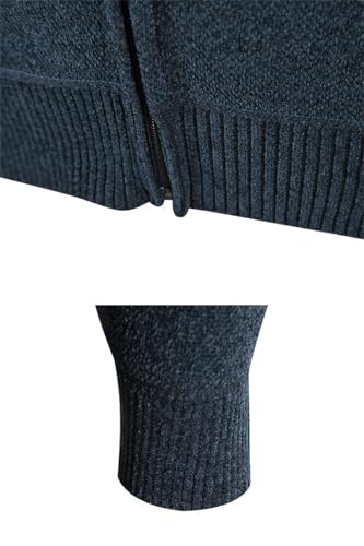 Men Cardigan Knit Sweater Winter Fleece Warm Knitted Stand Collar Pocket Cardigans Clothing3