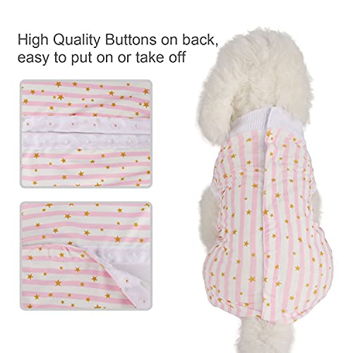 Image of Dog Surgery Recovery Suit Pet Onesie After Surgery Wear Pet E-Collar Alternative for Female Male Dog Pink Stripe Star /Large
