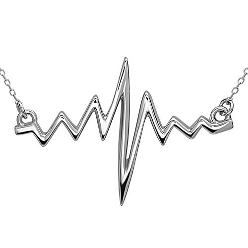 Silver Phantom Jewelry EKG Heartbeat Necklace in 925 Sterling Silver (Silver)
