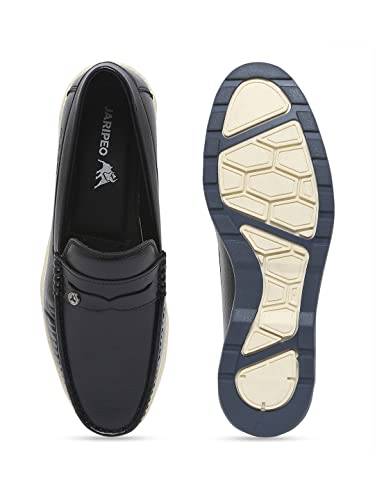 Image of Jaripeo BART Premium Vegan Synthetic Black Casual Loafer for Mens: Size UK 9