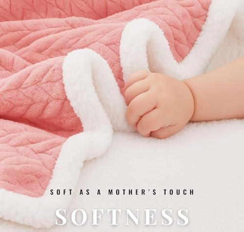 Image of VAS COLLECTIONS Ultra Soft Baby Blanket | Flannel + Sherpa | 2-Layer All-Season AC Sheet for Newborns (0-24 M) - Light Pink