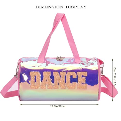 Cute Dance Ballet Bag Large Capacity Fashion Tote Bag Waterproof Travel Bag Yoga Bag Dance Duffle Bag, Ballet Bags for Girls (Pink)2