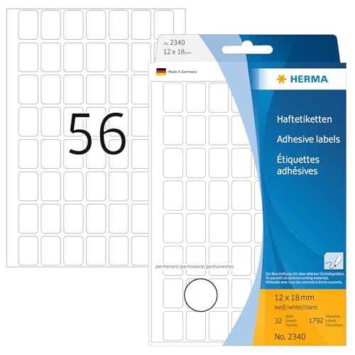 HERMA 2340 Etichette multiuso 12x18 mm carta bianca opaca mano iscrizione 1792 pz.