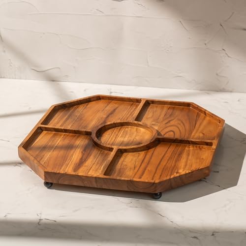 Image of PickAPart Acacia Wood Multipurpose Serveware | Modular Cheese Board Platter Set | Wooden Charcuterie Board for Cheese, Snacks, Fruits & Appetizers | Food-Safe Natural Finish | 15 x 15 Inch