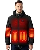 WASOTO Heated Jackets for Men With 16000mAh Battery Pack Included Windproof Water Resistant Mens Heated Jacket with Foldable Hood (Black,M)