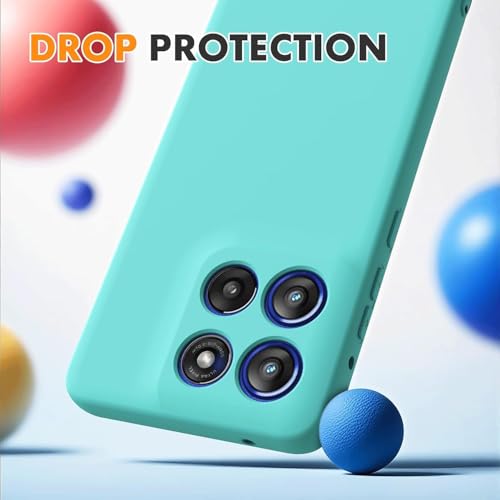 Image of DIZORO Microfiber Candy Case for Motorola Moto Edge 70 Fusion 5G Smooth Touch Cushion Liquid Soft Silicone Gel Phone Cases Non-Slip Full Body Protective Back Cover - Mint