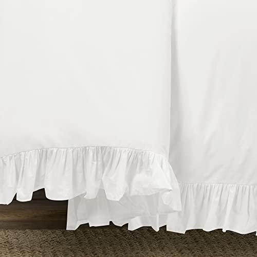 Image of Lush Decor Reyna Ruffle Cotton Duvet Cover Set 3 Piece Set King, Pure White - King Size Bedding Set - White Duvet King- Ruffled Bedding - Coquette Decor