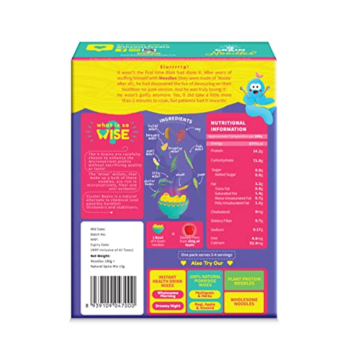Image of The Wise Food Co 9-Grain Noodles | No Maida | Low-Gi Supergrains | No Chemicals, Artificial Flavours Or Preservatives | Ragi, Jowar, Bajra And Other Millets, No Artificial Flavours, 9 Gm