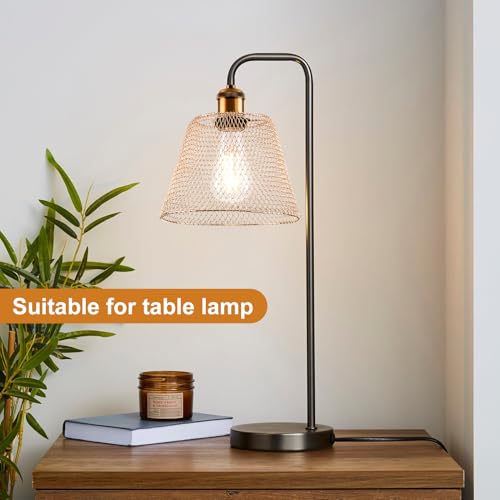HARPER LIVING Pendant Ceiling Light Shade, Easy Fit Compact Vintage Lamp Shades, Gold Wire Mesh Basket, Metal Lampshades for Bedroom Ceiling Light Pendant (Gold) - Image 6