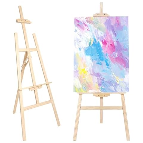 Vigorange Wooden Painting Easel Stand, Adjustable＆Folds Flat for Storage, Ideal for Painting, Office Presentations, Posters, Signage Cover