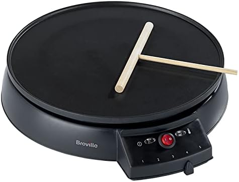 Breville Traditional Crêpe Maker | 12-Inch (30cm) | with Wooden Spreader & Recipe Booklet for Dosa, Roti, Tortilla & More [VTP130]