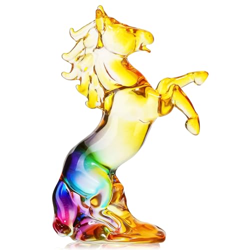 Waldeinsamkeit 4.3' Crystal Horse Statue Year of The Horse 2026 Crystal Figurine Gift Hand Blown Glass Horses Feng Shui Zodiac Collectible Figurine for Home Office Lucky Wealth Chinese New Year Decor