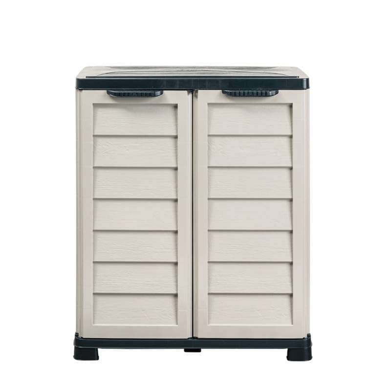 Deconation Armoire Modulaire De Rangement Extérieure/intérieure - 76 X 46 X H 89 Cm - Sable Et Gris Anthracite
