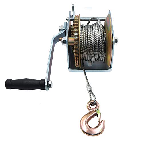 Winche manual dual XKMT 2000 lbs con cable de acero 33 pies miniatura 5