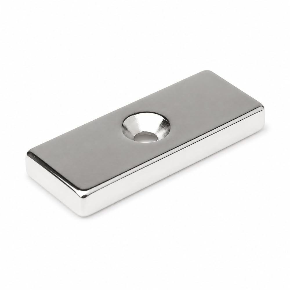Imán de placa de neodimio MP£ 40 x 15 x 5 N38 para un tornillo 10 unidades