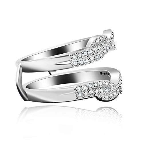 Uloveido Platinum Plated Infinity Love Ring Enhancer Cubic Zirconia Wedding Band Guard Double Engagement Ring Y4793