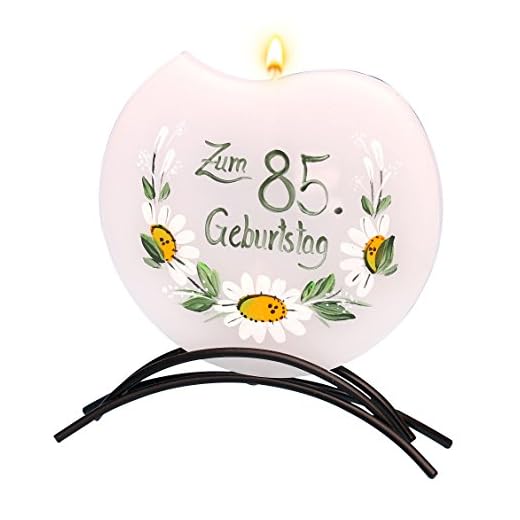 Dekohelden24 Vela de cumpleaños con soporte de metal, 16 x 16 cm, 37644-85