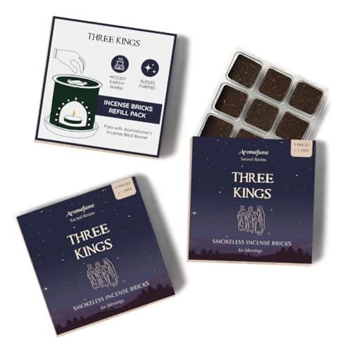 Three Kings Resin Incense Bricks Refill by Aromafume | 3 x 9 bricks | Ideal for Spirituality & Rituals | Made with Pure Boswellia, Serrata & Benzoin extracts | Non-Alcoholic, Non-Toxic & Vegan