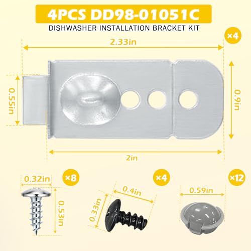 Image of 4 Pack DD98-01051C Dishwasher Installation Brackets Kit