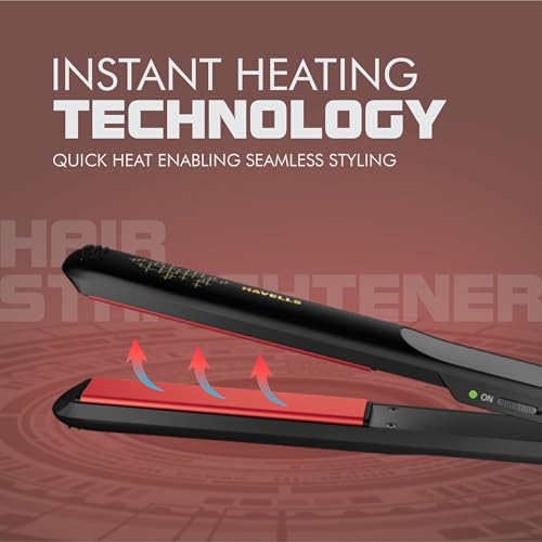 Image of Havells HS4401 KeraNourish Straightener with LED indicator, Instant Heating Technology, for all hair types,World wide voltage compatible (black)