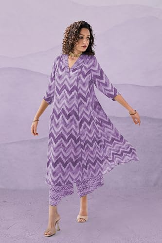 Toochki Dress For Women | Two Piece Dress For Women Long | Dress | Maxi Dress For Women | Dresses | Zig Zag Printed Dress | Cotton Dress For Women | Flared Dress | Dress With Palazzo For Womens