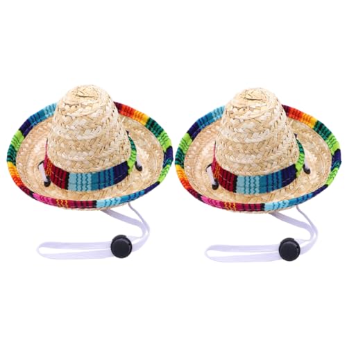 Milisten 2Pcs Straw Dog Hats Pet Sombrero Costume Accessories for Spring Parties Birthday Celebrations and Daily Walks Durable Straw Material for Dogs