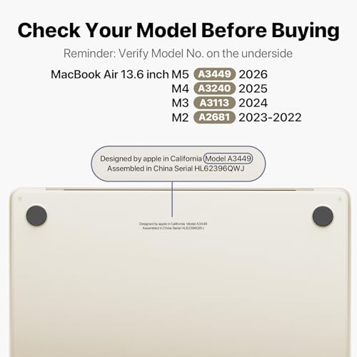 Image of Soonjet Compatible with MacBook Air 13 inch Case M5 M4 M3 M2 2026 2025-2022, Model A3449 A3240 A3113 A2681, [Pure Starlight Tone] Hard Shell Laptop Cover for MacBook Air 13.6 inch - Starlight Clear