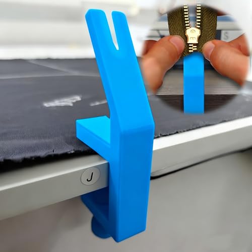Zipper Einfädler für Endlos Reißverschluss Reißverschluss Hilfe zum Einfädeln von Zippern Montagehilfe für alle Nähprojekte, Geeignet für Tischplatten mit einer Dicke von 0.27 bis 1.38in (Blau)