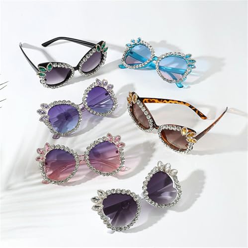 COTIA 2025 Fashion Cat Eye Diamond Sunglasses for Womens Bling Crystal Rhinestones Handmade Decoration Sun Glasses3